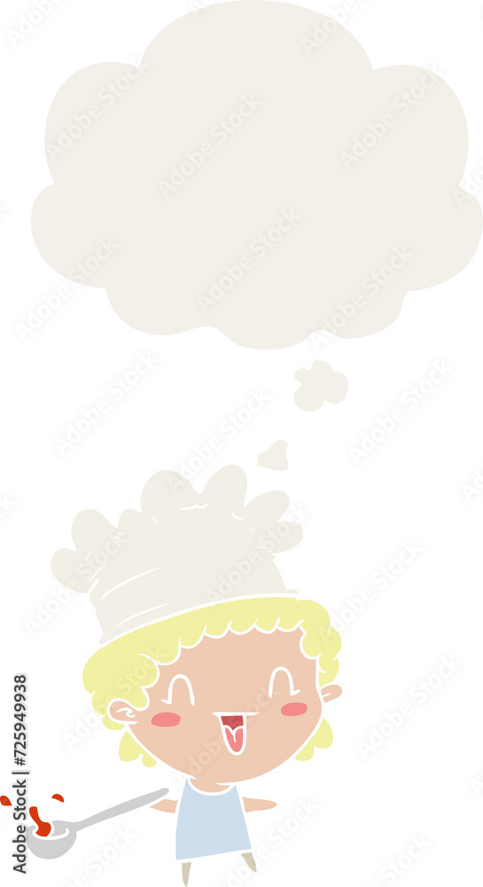 cartoon chef and thought bubble in retro style cartoon chef and thought bubble in retro style