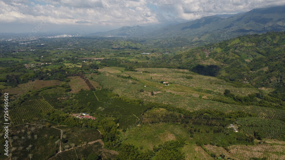 aerial photos of Colombia, landscapes, farms and urban areas