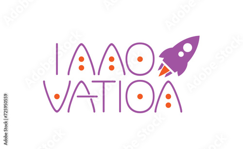 purple innovation logo. rocket innovation concept