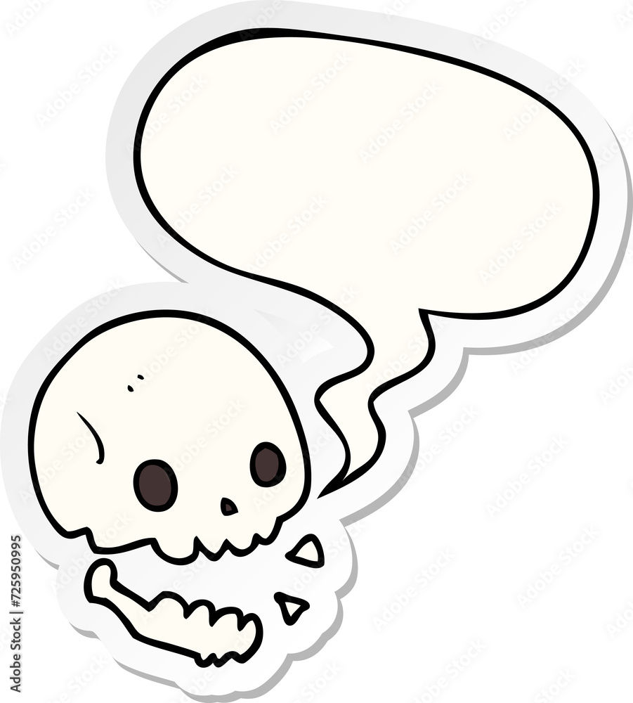 cartoon spooky skull and speech bubble sticker cartoon spooky skull and speech bubble sticker