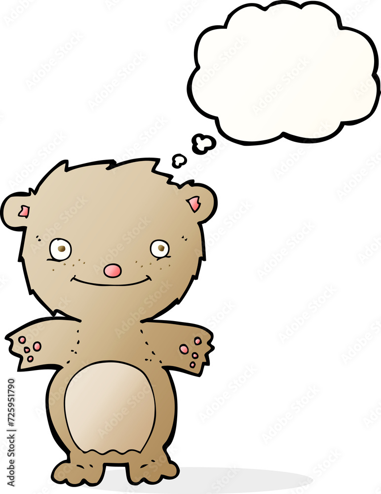 cartoon happy little teddy bear with thought bubble cartoon happy little teddy bear with thought bubble