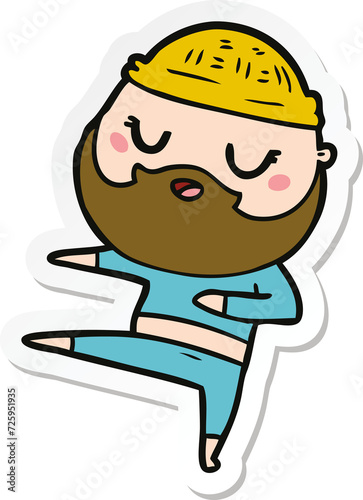 sticker of a cartoon man with beard dancing