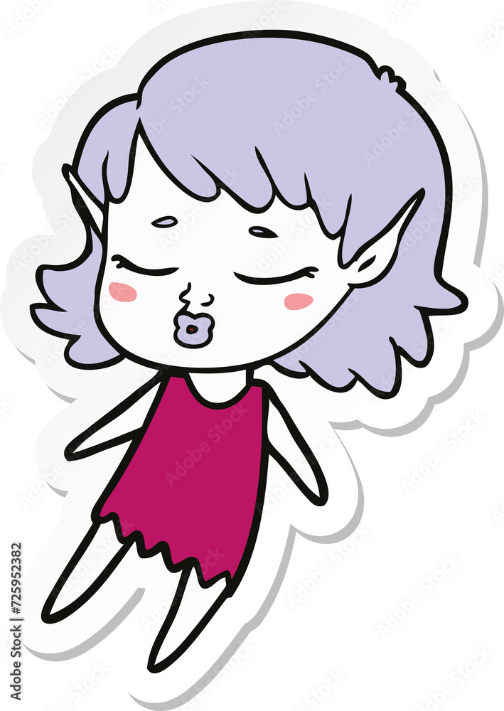 sticker of a pretty cartoon elf girl flying sticker of a pretty cartoon elf girl flying