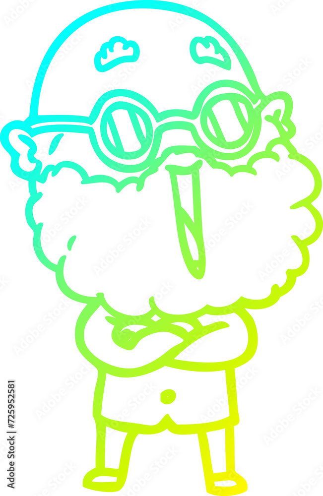 cold gradient line drawing cartoon joyful man with beard cold gradient line drawing cartoon joyful man with beard