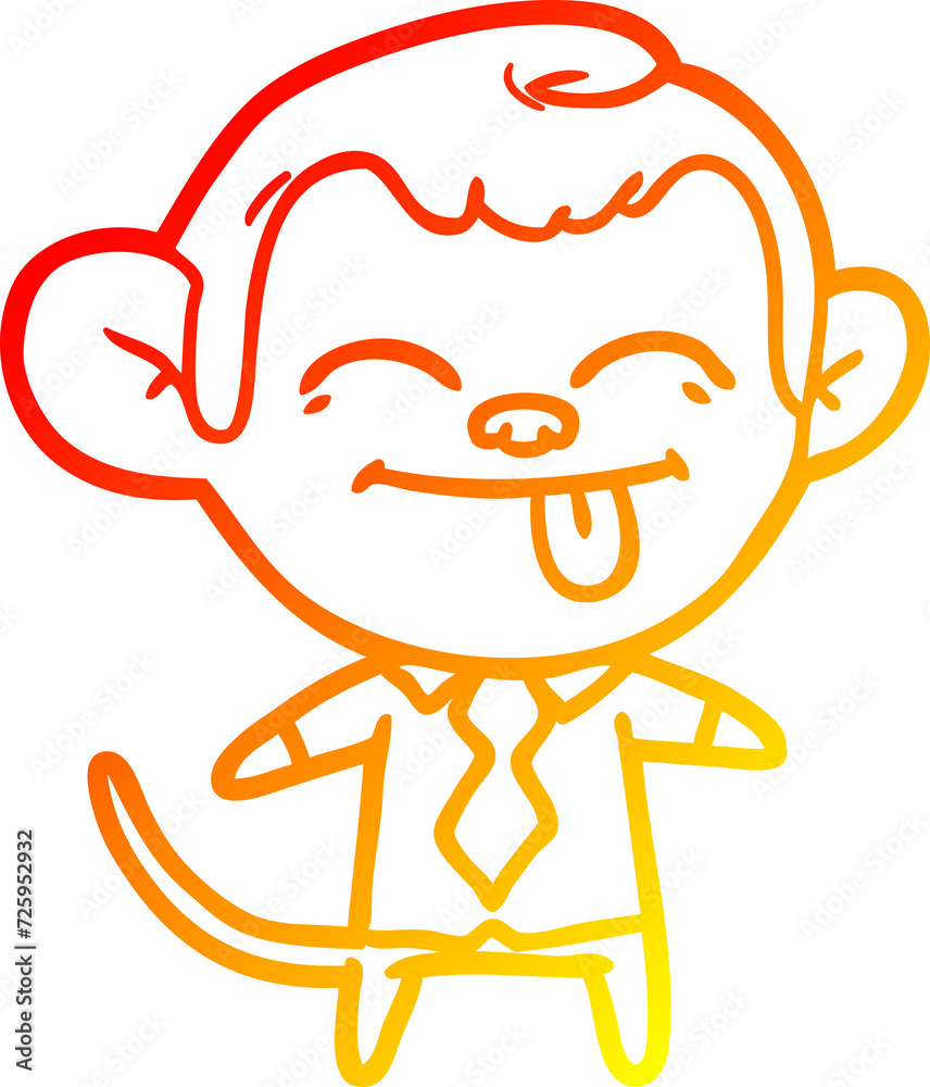 warm gradient line drawing funny cartoon monkey wearing shirt and tie warm gradient line drawing funny cartoon monkey wearing shirt and tie