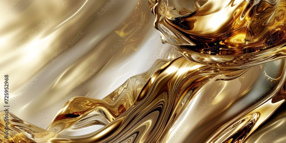 Liquid gold swirls, intertwining in an elegant, abstract dance, suggesting luxury and fluidity