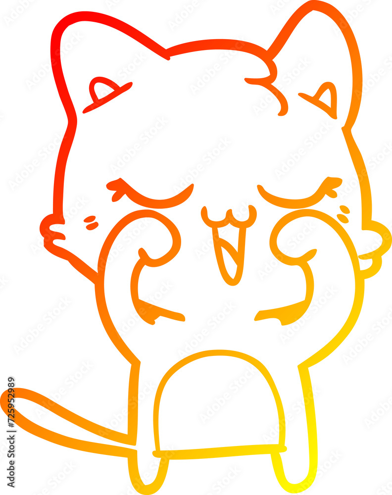 warm gradient line drawing cartoon cat