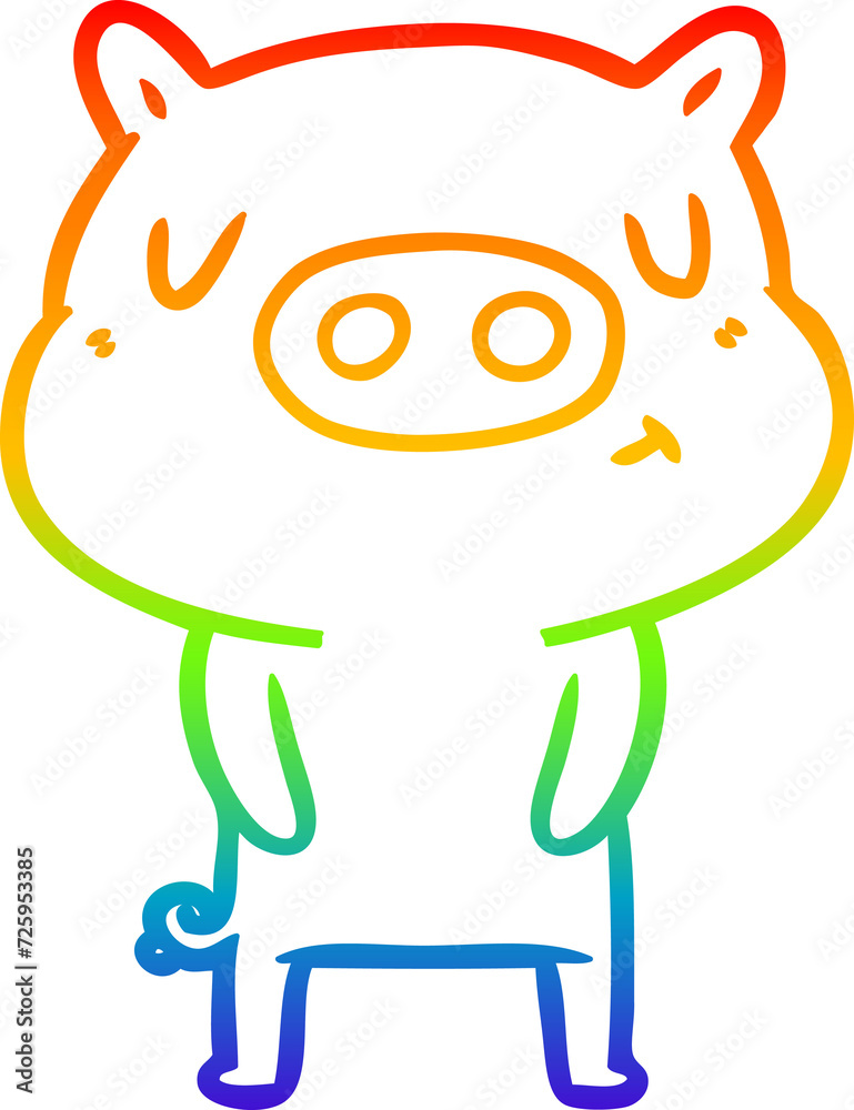 rainbow gradient line drawing cartoon content pig rainbow gradient line drawing cartoon content pig