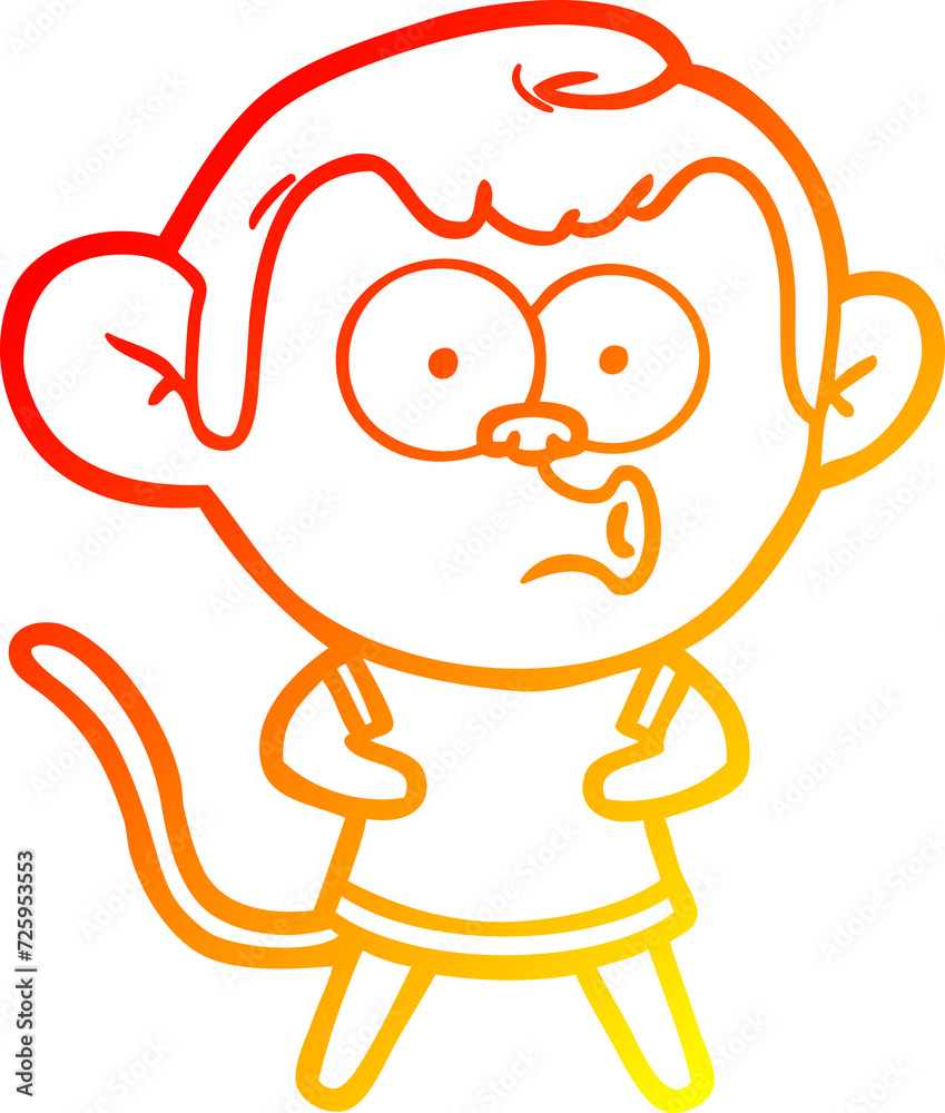 warm gradient line drawing cartoon surprised monkey warm gradient line drawing cartoon surprised monkey