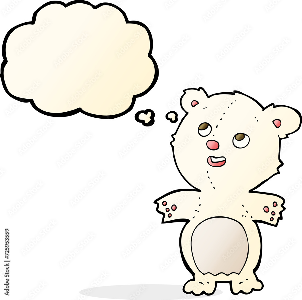 cartoon happy little polar bear with thought bubble cartoon happy little polar bear with thought bubble
