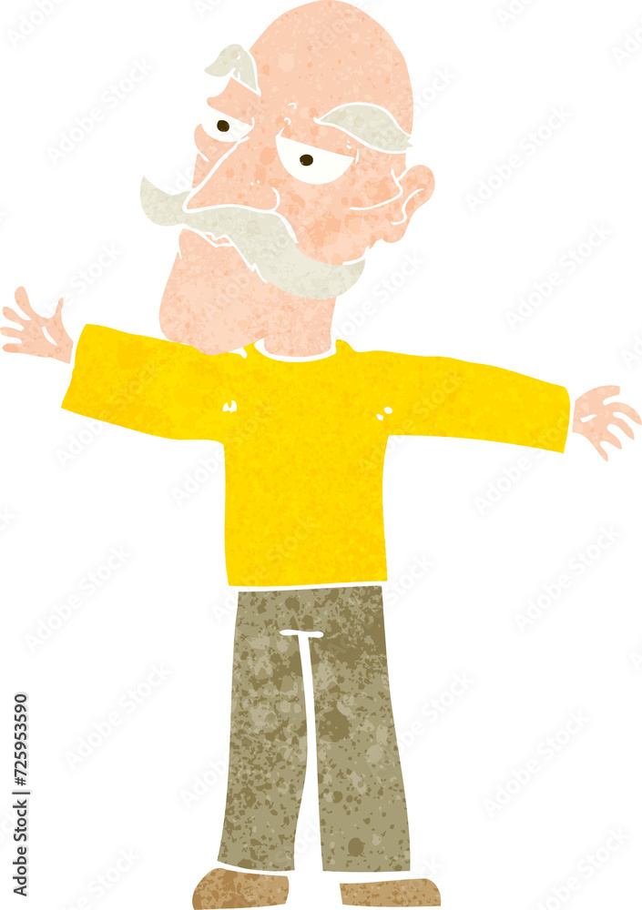 cartoon old man spreading arms wide cartoon old man spreading arms wide