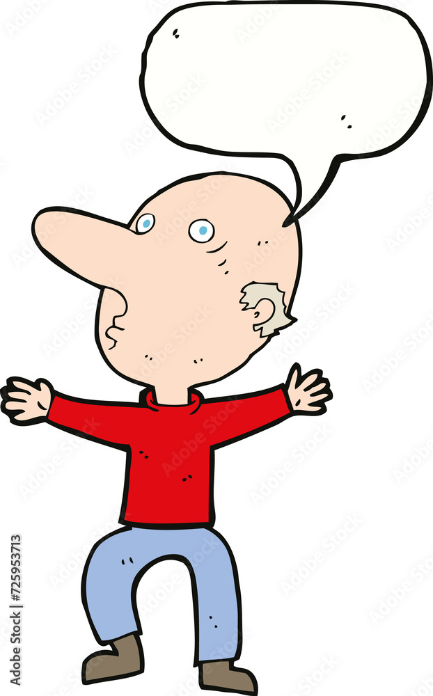cartoon worried middle aged man with speech bubble cartoon worried middle aged man with speech bubble