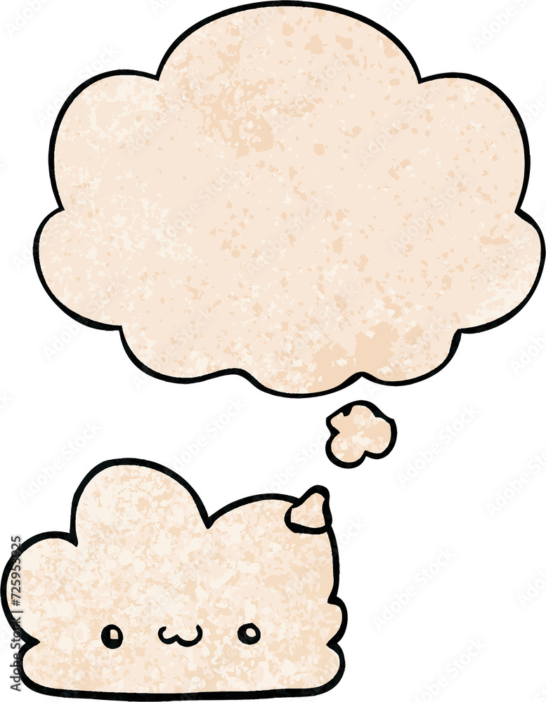 cute cartoon cloud and thought bubble in grunge texture pattern style cute cartoon cloud and thought bubble in grunge texture pattern style