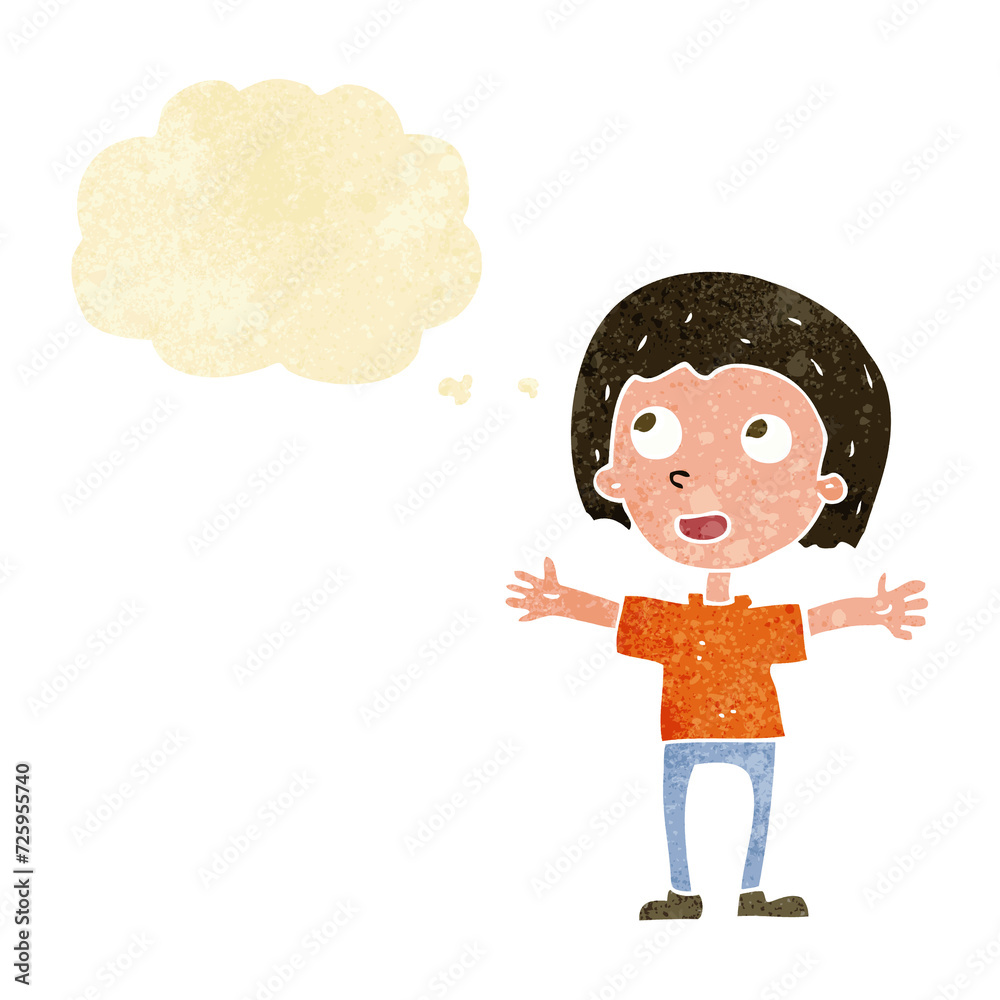 cartoon happy person with thought bubble cartoon happy person with thought bubble