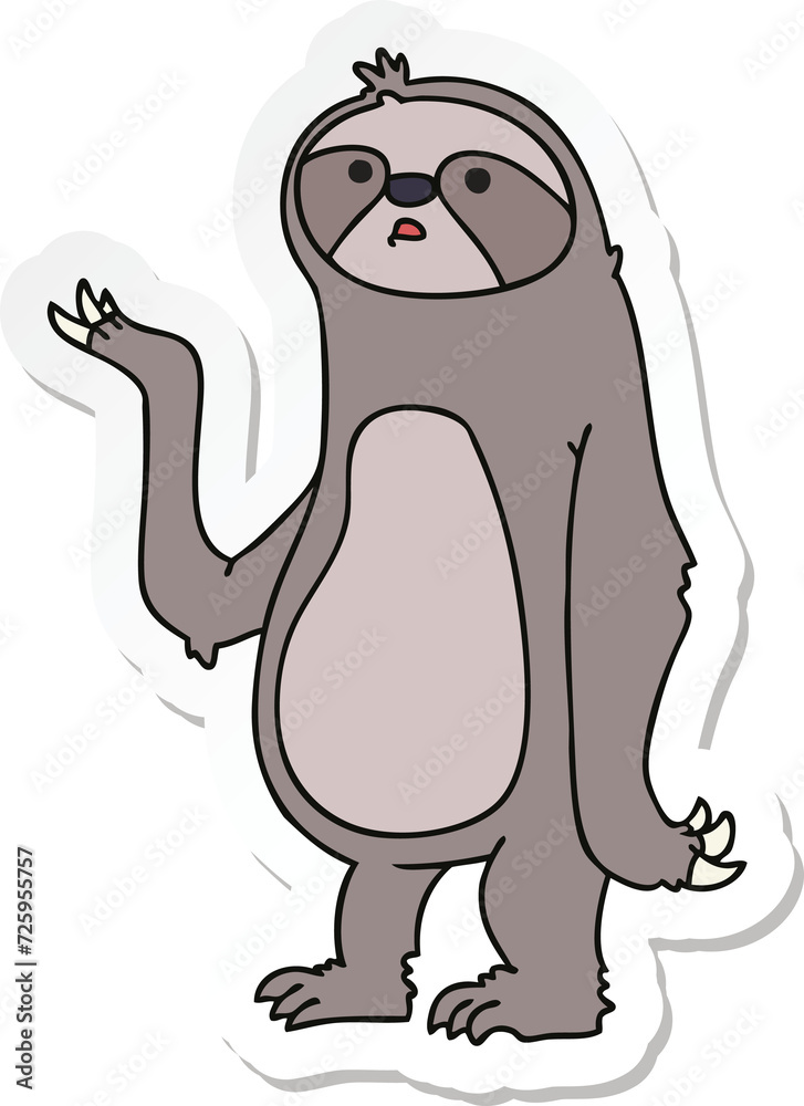 Obraz premium sticker of a quirky hand drawn cartoon sloth