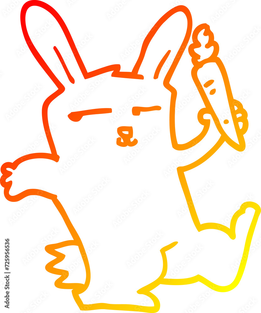warm gradient line drawing cartoon rabbit with carrot warm gradient line drawing cartoon rabbit with carrot