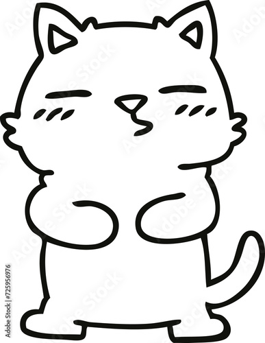 quirky line drawing cartoon cat