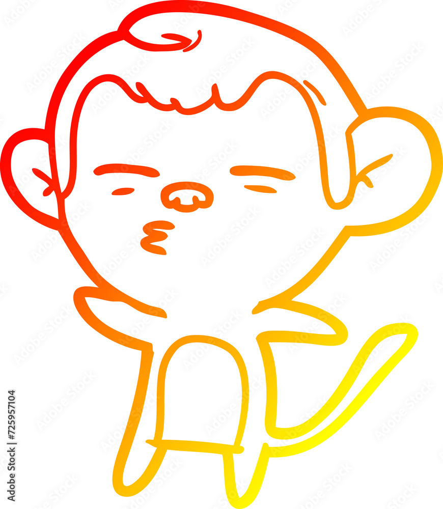 Obraz premium warm gradient line drawing cartoon suspicious monkey