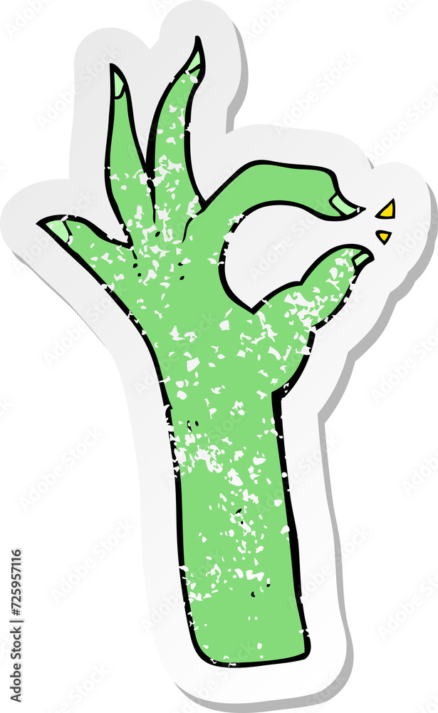 Obraz premium retro distressed sticker of a cartoon most excellent hand gesture