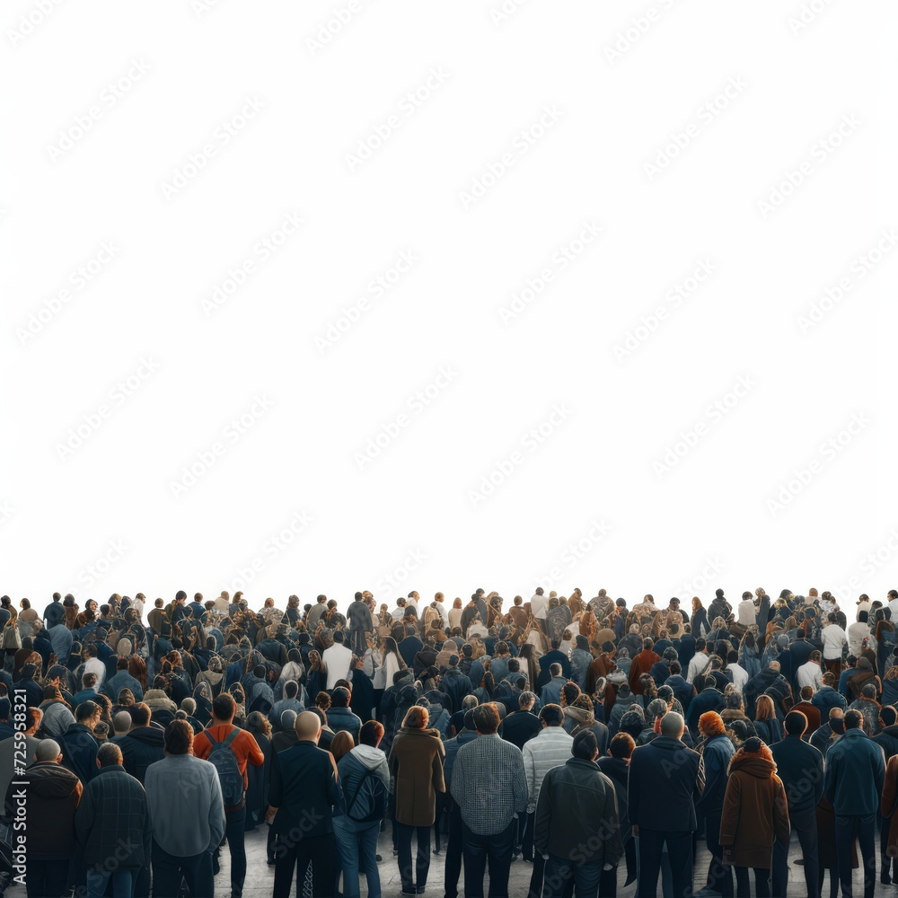 Obraz premium A Large Group of People Standing in Front of a White Wall
