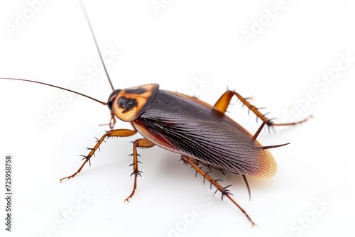 Close Up of Cockroach on White Background
