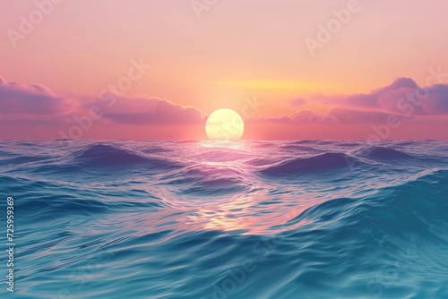 sun rising over the ocean waves sunrise © AAA