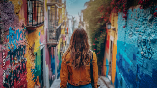 Exploring Urban Art - A Wanderer in the Colorful Alley © Anitavam_Stock
