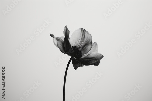 A Single Flower in Black and White