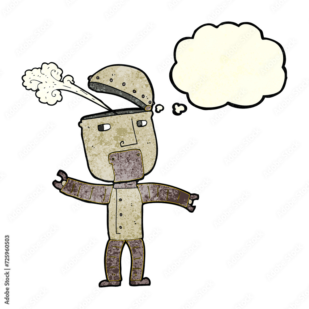 cartoon funny robot with thought bubble cartoon funny robot with thought bubble