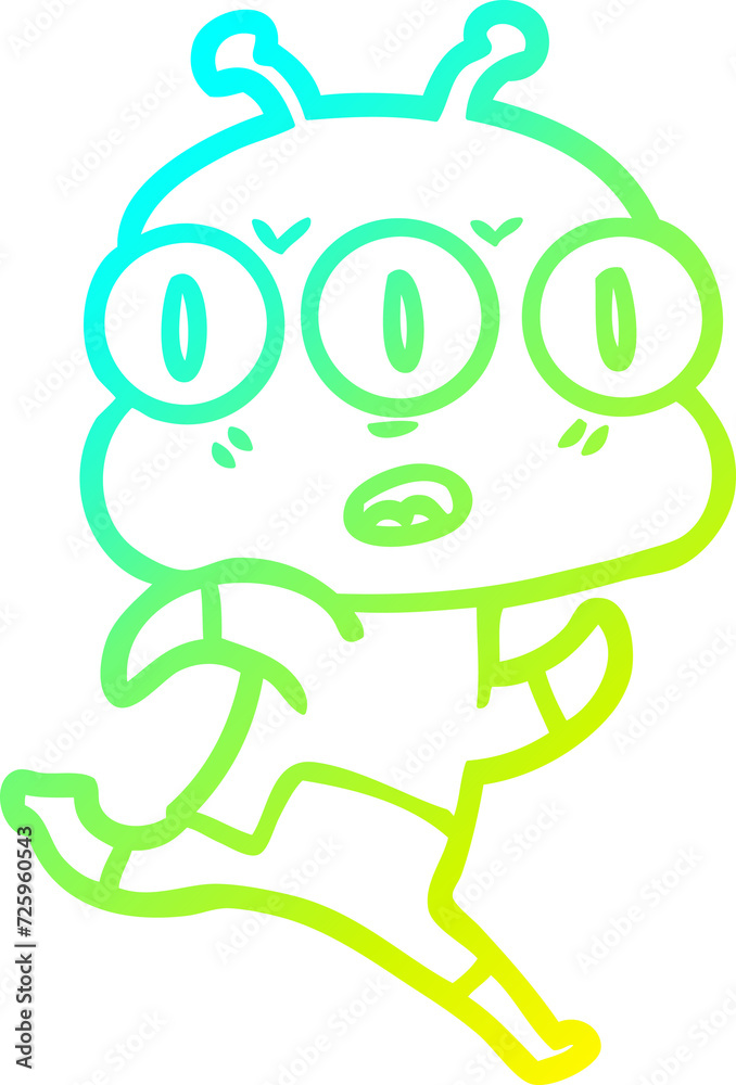 cold gradient line drawing cartoon three eyed alien cold gradient line drawing cartoon three eyed alien