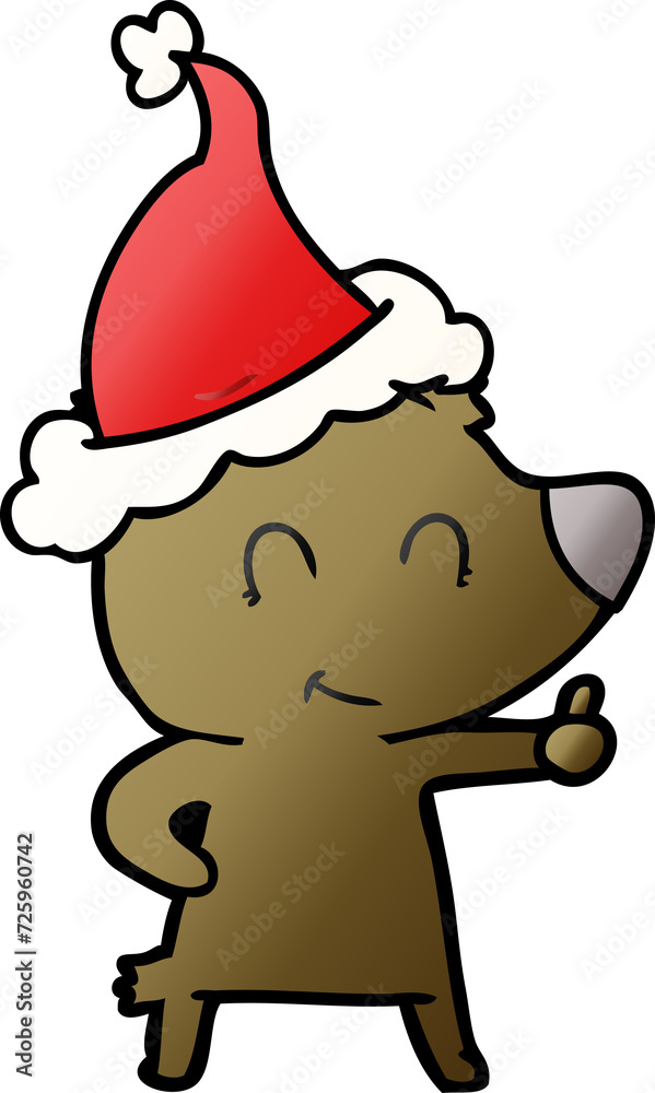female bear gradient cartoon of a wearing santa hat female bear gradient cartoon of a wearing santa hat