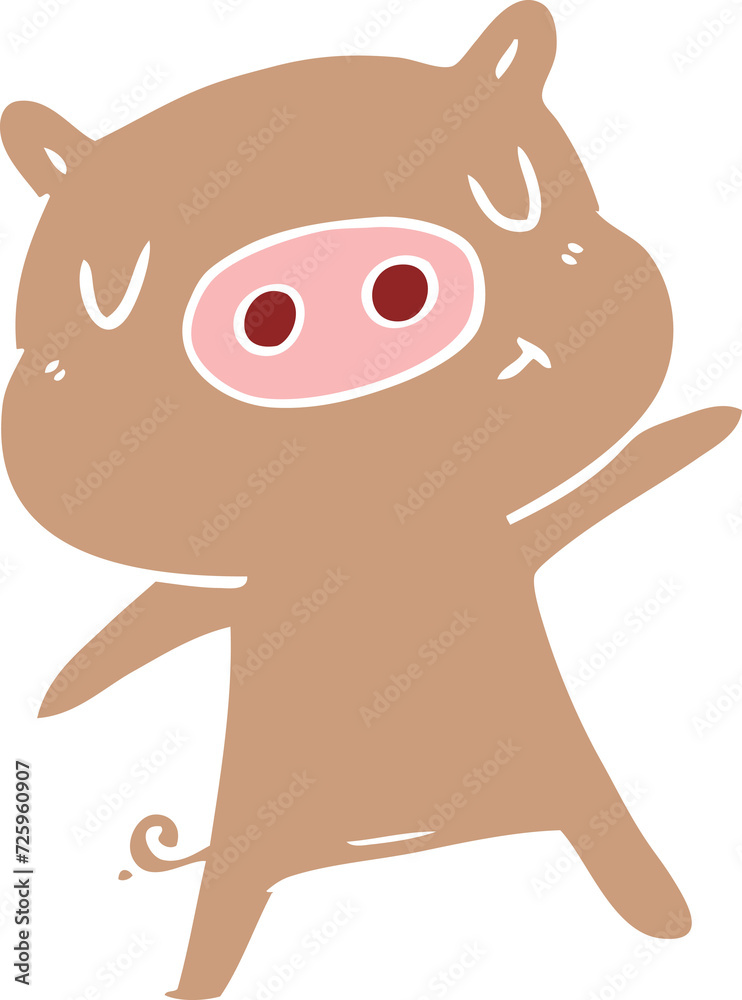 flat color style cartoon content pig flat color style cartoon content pig