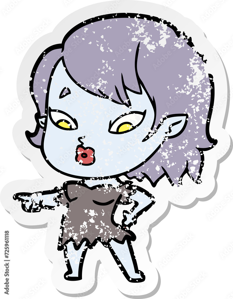 distressed sticker of a cute cartoon vampire girl distressed sticker of a cute cartoon vampire girl