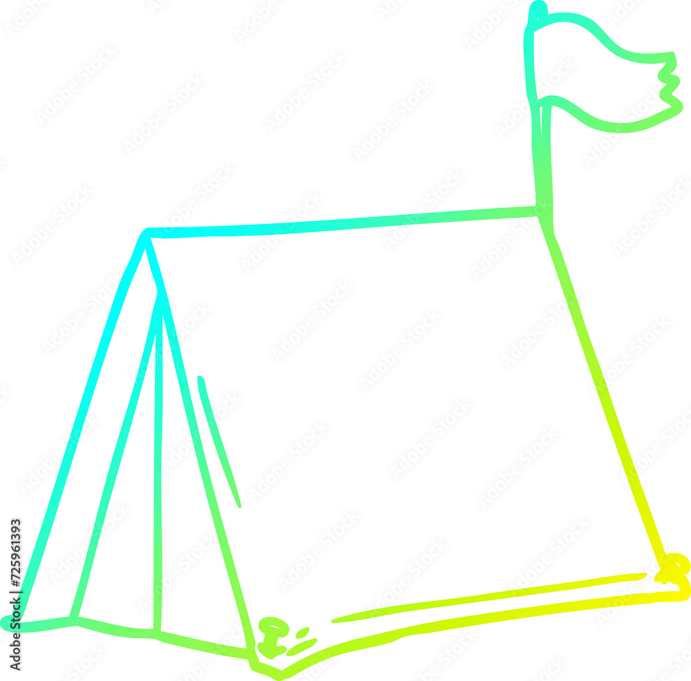 cold gradient line drawing cartoon tent