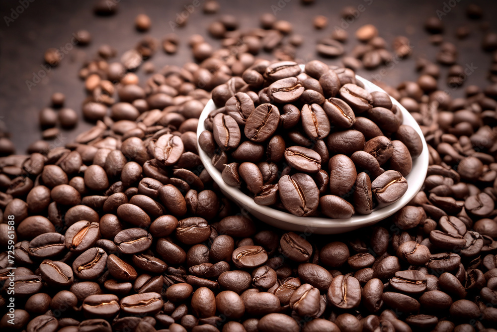 Fototapeta premium Black coffee and coffe beans composition