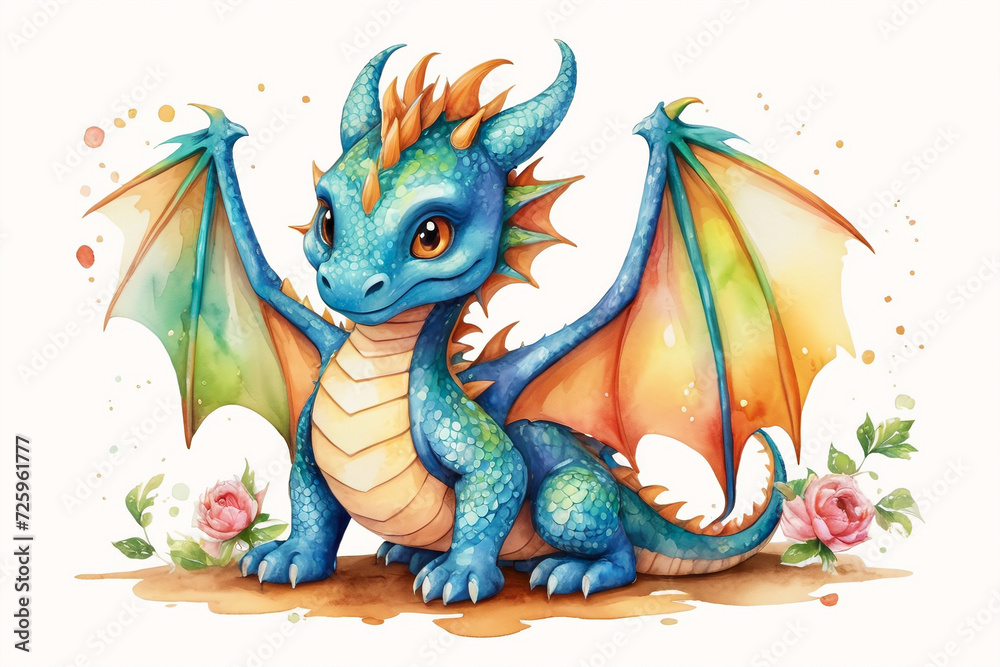 Painted fire breathing dragon from fairy tale Painted fire breathing dragon from fairy tale