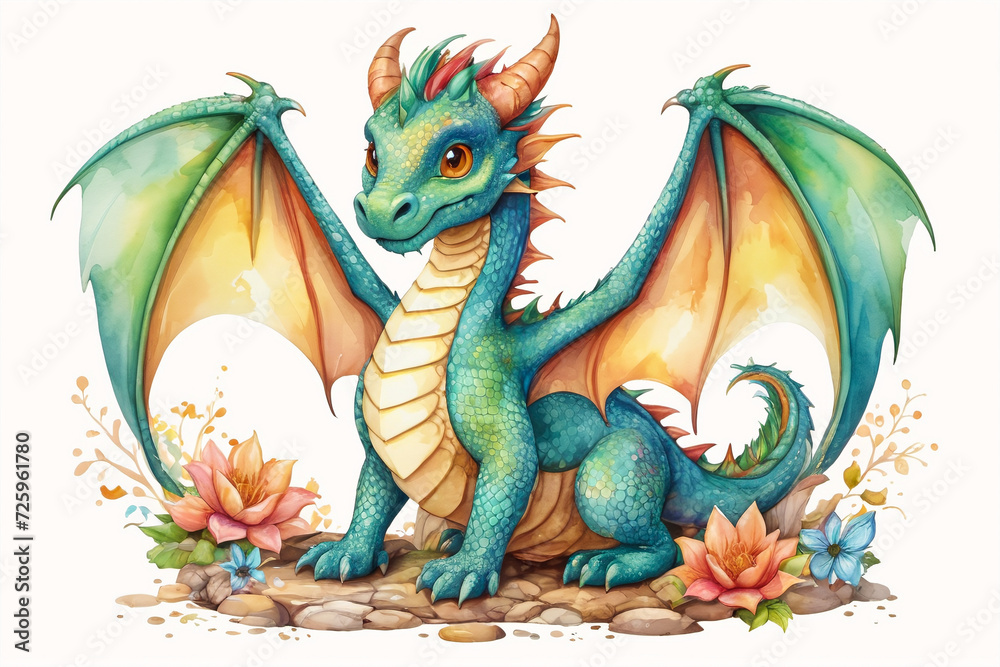 Painted fire breathing dragon from fairy tale Painted fire breathing dragon from fairy tale