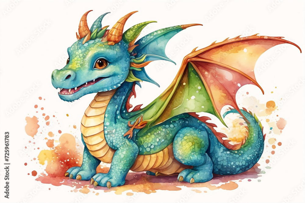 Painted fire breathing dragon from fairy tale