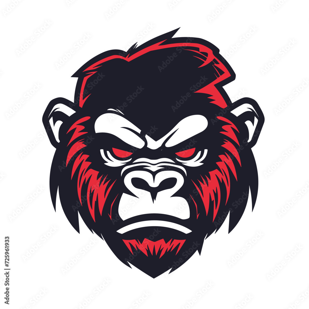 Esport vector logo monkey, icon, sticker, head, symbol, ape, gorilla, chimpanzee