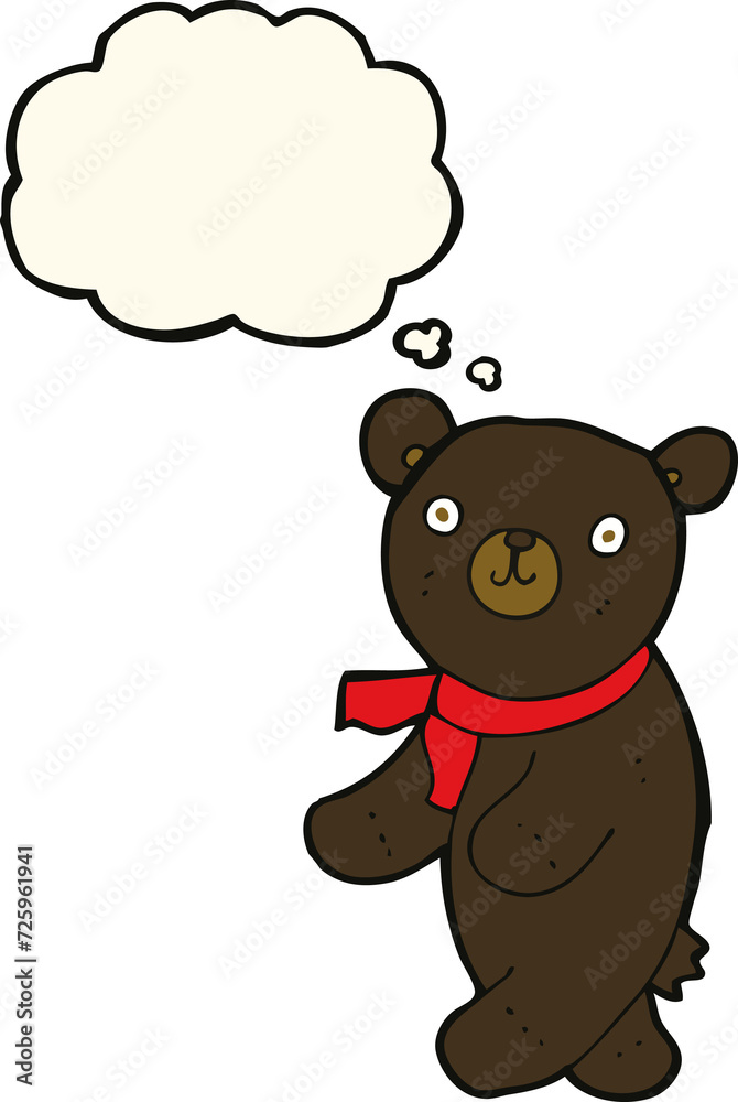 cute cartoon black teddy bear with thought bubble cute cartoon black teddy bear with thought bubble