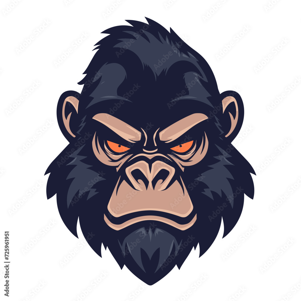 Obraz premium Esport vector logo monkey, icon, sticker, head, symbol, ape, gorilla, chimpanzee
