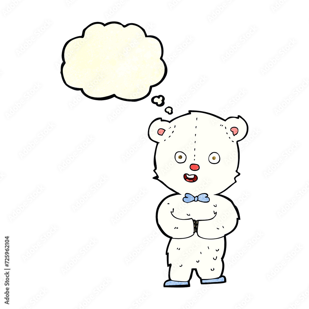 Fototapeta premium cartoon teddy polar bear with thought bubble