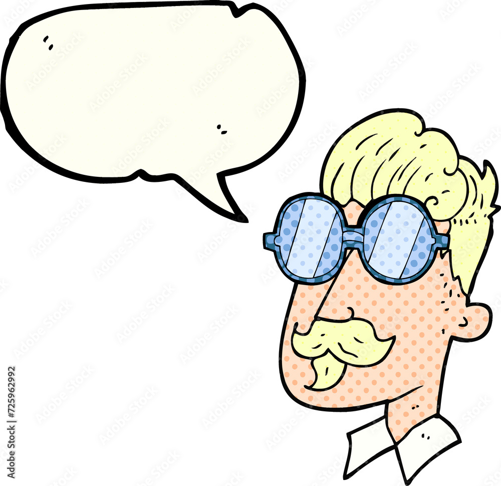 comic book speech bubble cartoon man with mustache and spectacles comic book speech bubble cartoon man with mustache and spectacles