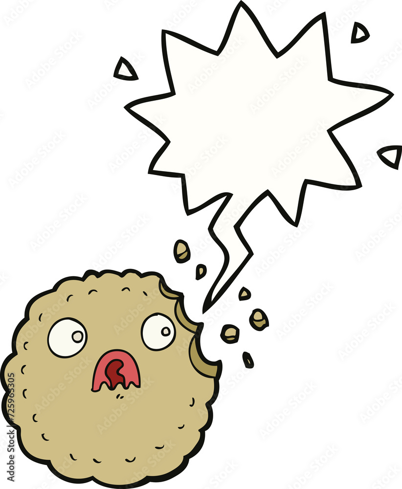 Obraz premium frightened cookie cartoon and speech bubble