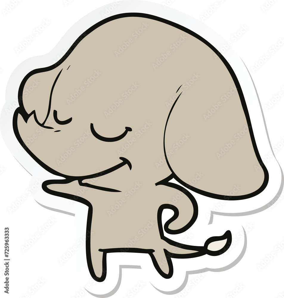 sticker of a cartoon smiling elephant sticker of a cartoon smiling elephant