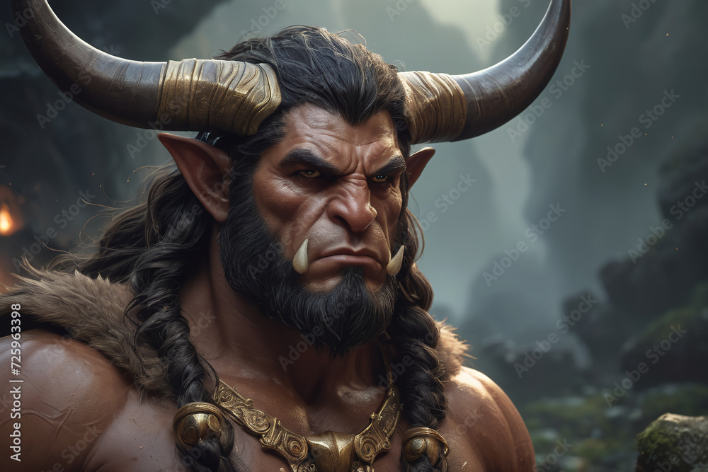 Portrait of legendary myths of greece character minotaur