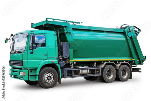 a garbage truck is in front of a white background