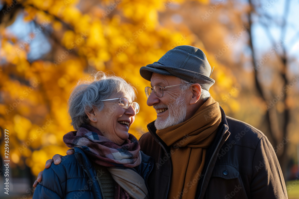 Fototapeta premium senior couple laughing in the park