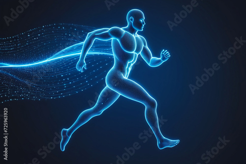 Futuristic silver cyber man run with high velocity © Zsolt Biczó