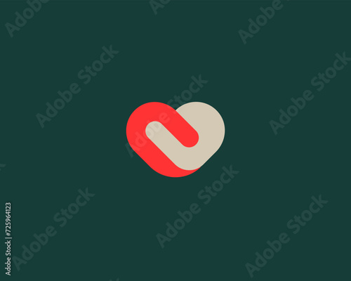 Abstract heart logotype. Universal handshake deal cooperation symbol. Creative love feeling sign. Vector illustration.